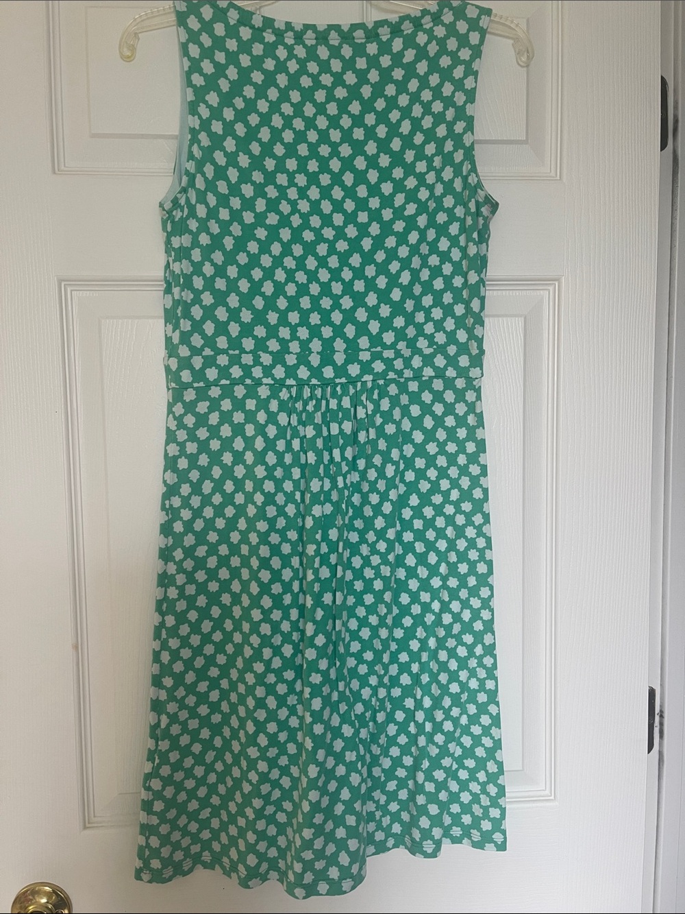 Boden Teal and White Sleeveless Printed Knit Dress, size 6 - Picture 3 of 8